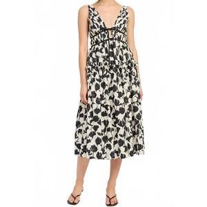 NEW EN SAISON scarlet v-neck midi dress in black/ white